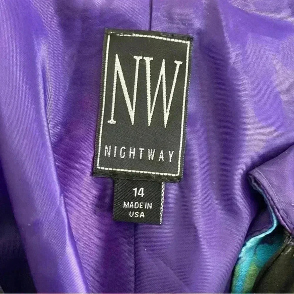 NWT NIGHTWAY Multi Color Formal Halter Rhinestone Accents Gown Size 14 - Picture 11 of 12